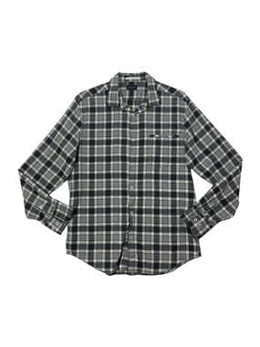 Good Man Shirt Men Medium Charcoal White Western Long Sleeve Checkered Button Up